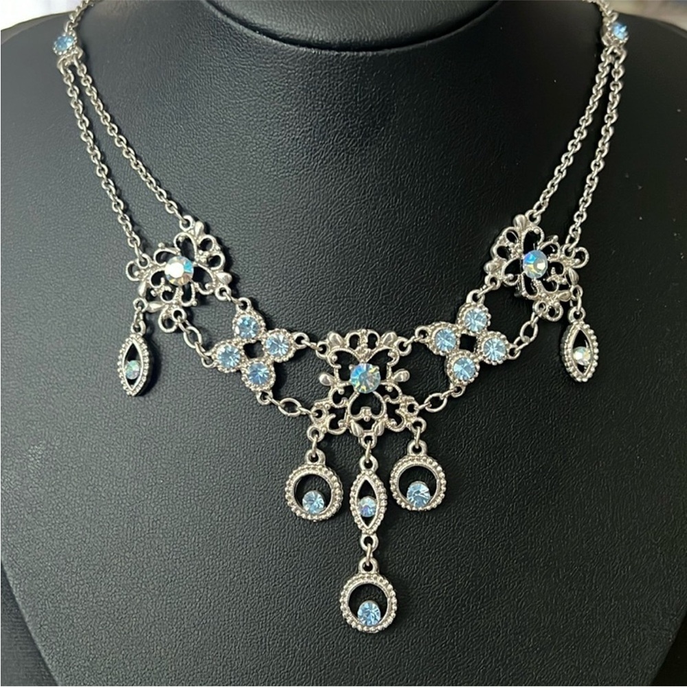 Elegant Regency Style Silver and Blue Necklace